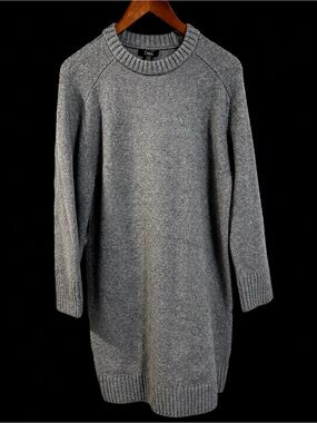 Dalia Gray Cashmere-Blend Crewneck Sweater Dress